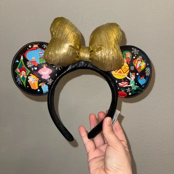 Disney Parks Christmas Holiday Light-Up USB Minnie Golden Bow Ear Headband 🖤 - Picture 3 of 7